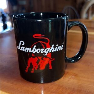 Lamborghini Black Mug with Red Bull Graphic